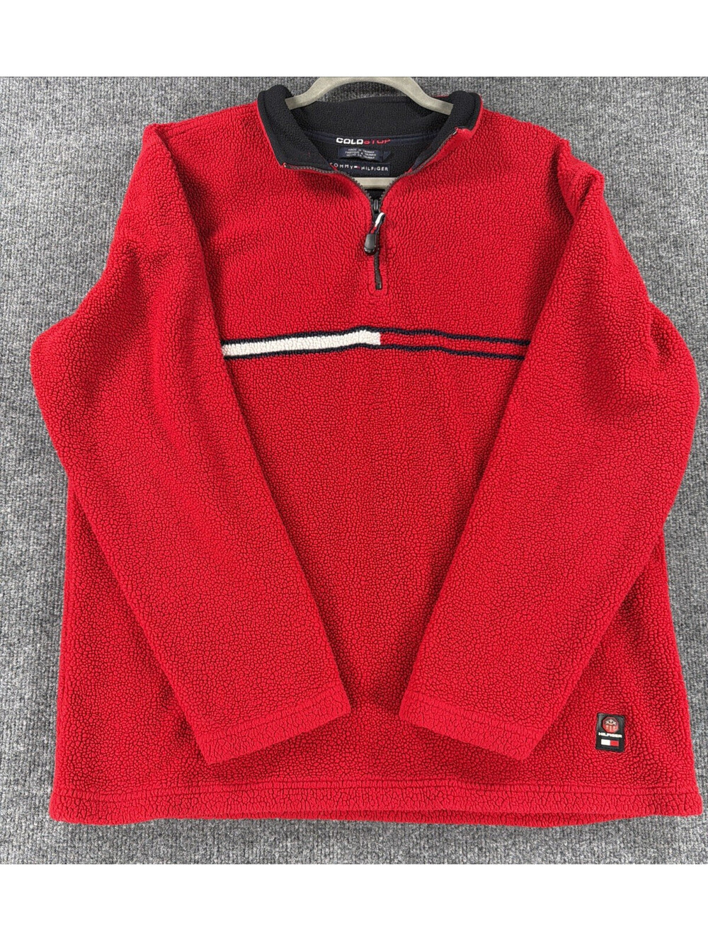 VNTG Tommy Hilfiger Pullover Sherpa Fleece 1/4 Zip Jacket Cold Stop- Men's Large